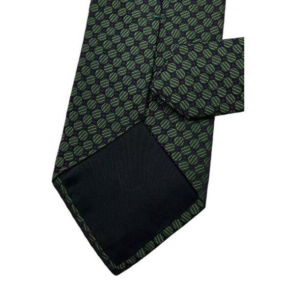 VALENTINO Men's 100% Silk Necktie LUXURY Green Geometric W:3.4" EUC - Picture 4 of 4